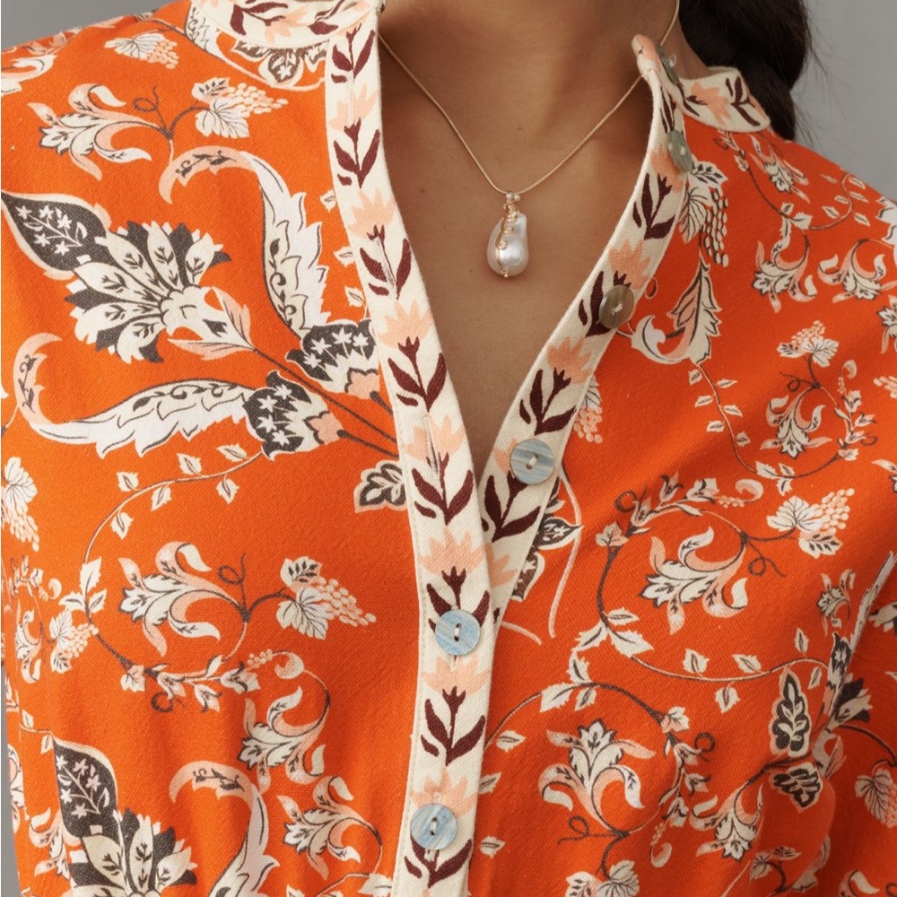 Farm Rio x Anthropologie Long Sleeve Printed Romper NWT M - Picture 2 of 9